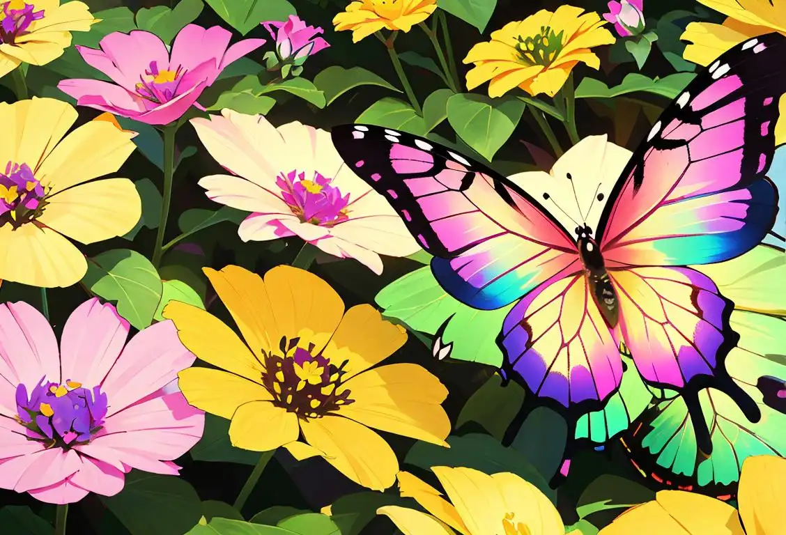 Colorful butterflies fluttering in a garden with vibrant flowers, bringing joy to onlookers..