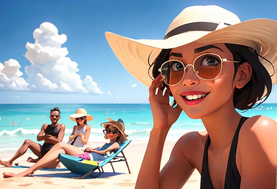 Happy people of diverse ethnicities, wearing sunglasses and sunscreen, enjoying various outdoor activities at the beach on National Block List Day..