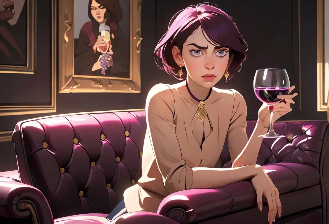 Person holding a glass of grape juice, dressed casually, sitting on a cozy couch ready to vent their frustrations..