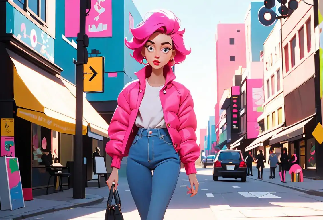 A stylish short girl wearing a trendy outfit, walking confidently down a vibrant city street, rocking her unique fashion sense..