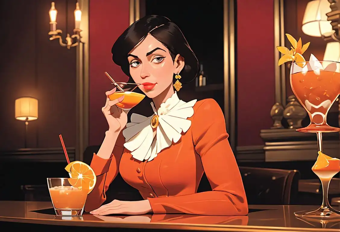 A person sipping a Grand Marnier cocktail with a citrus garnish, dressed in elegant attire, in a classy bar setting..