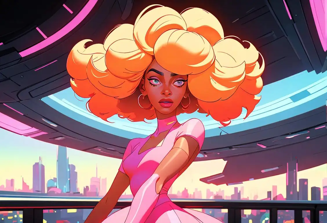 Young woman dancing passionately, dressed in vibrant colors, Afro-futuristic fashion, futuristic cityscape in the background..