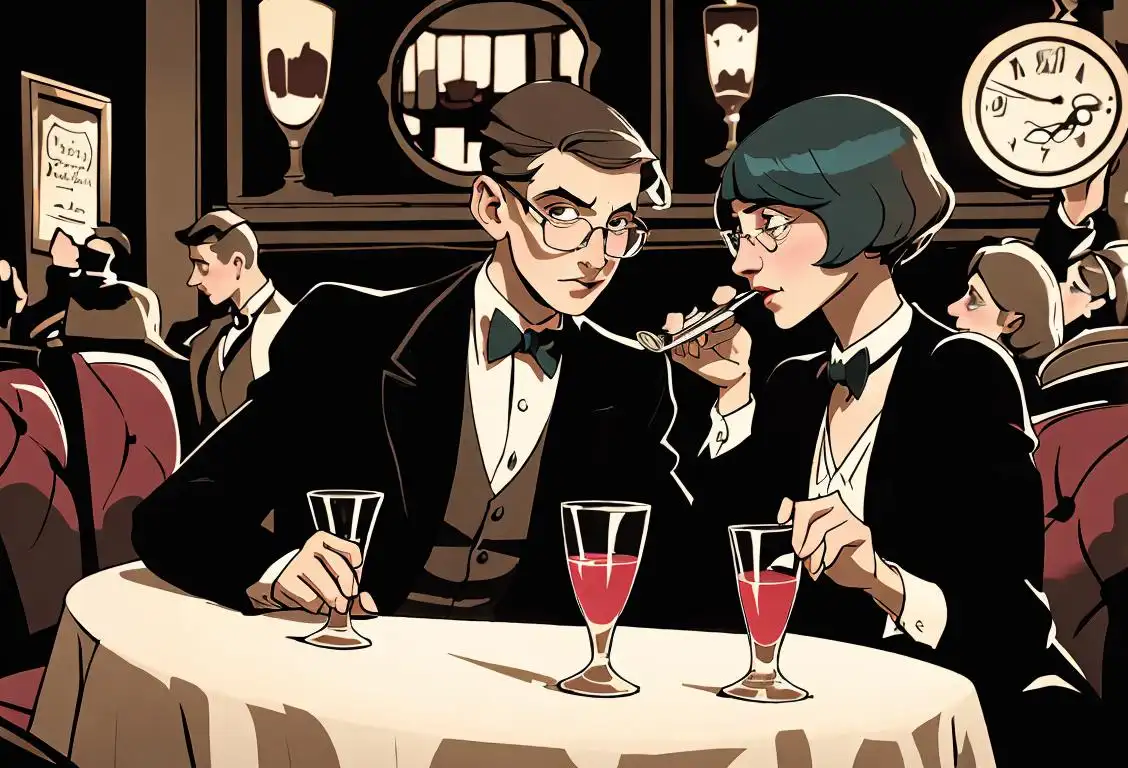 Young people clinking glasses, dressed in 1920s fashion, surrounded by a speakeasy-style setting and roaring party atmosphere..