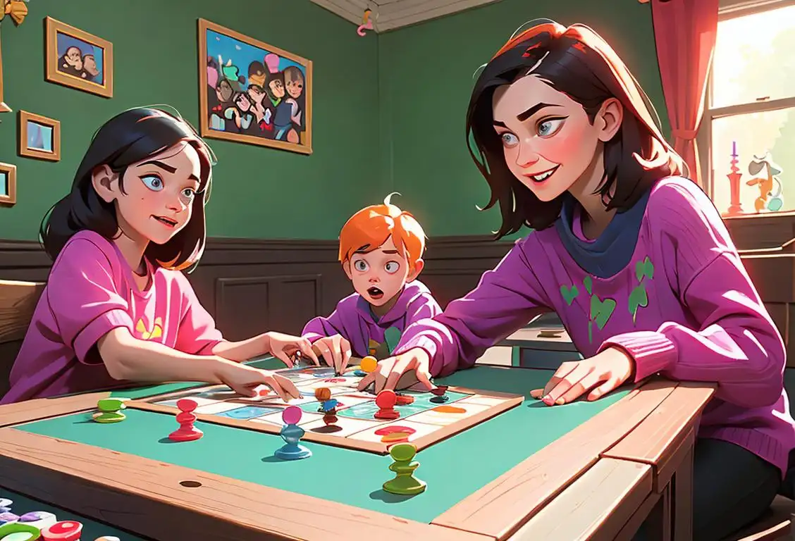 Cheerful family in colorful attire enjoying indoor activities, decorating their house with homemade crafts and playing board games on National Lockdown Day..