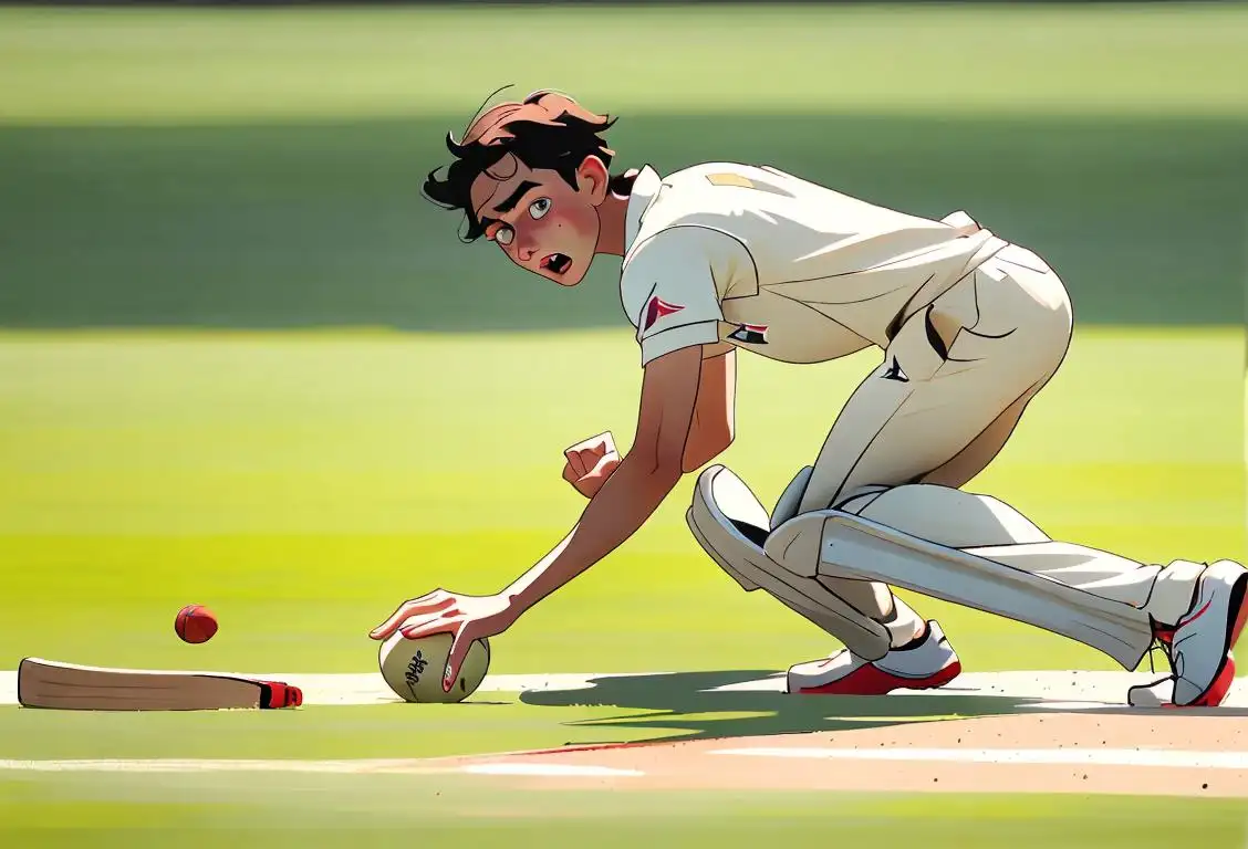 Young cricket player with a frustrated expression, wearing cricket whites, on a pitch surrounded by spinning cricket balls..