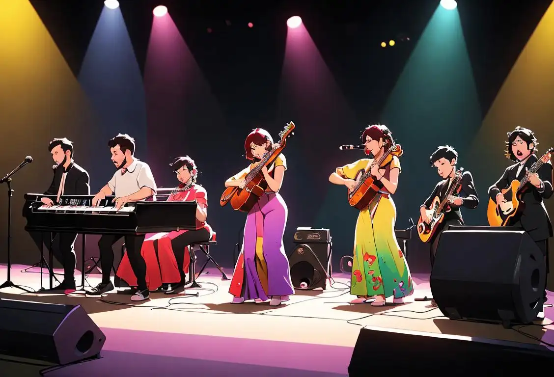 A diverse group of musicians playing different instruments, showcasing their unique styles and talents, surrounded by a vibrant and energetic concert setting..
